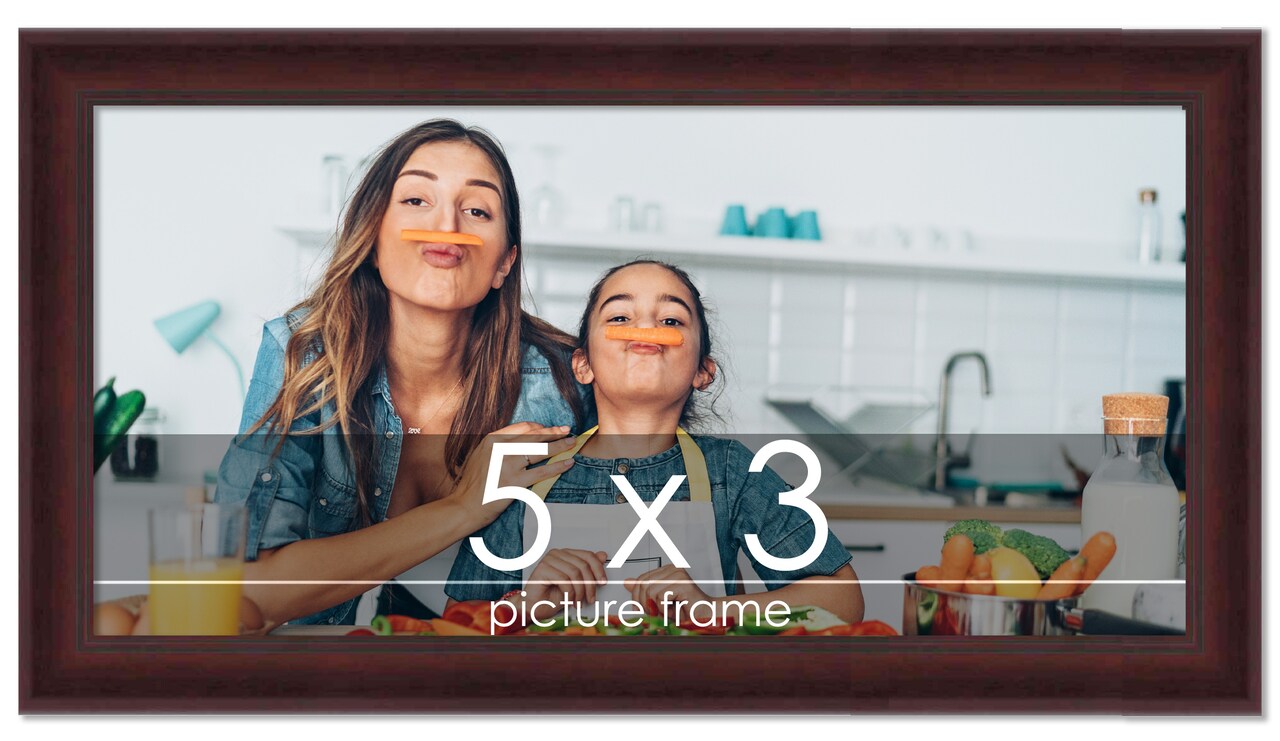 Photo Size Linear Brown Picture Frame - UV Acrylic, Foam Board Backing, Hanging Hardware